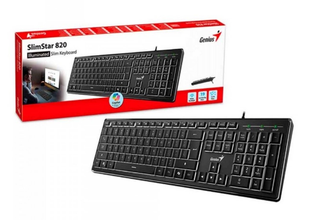 [31310055401] Genius Teclado Slimstar 820 Delgado Iluminado