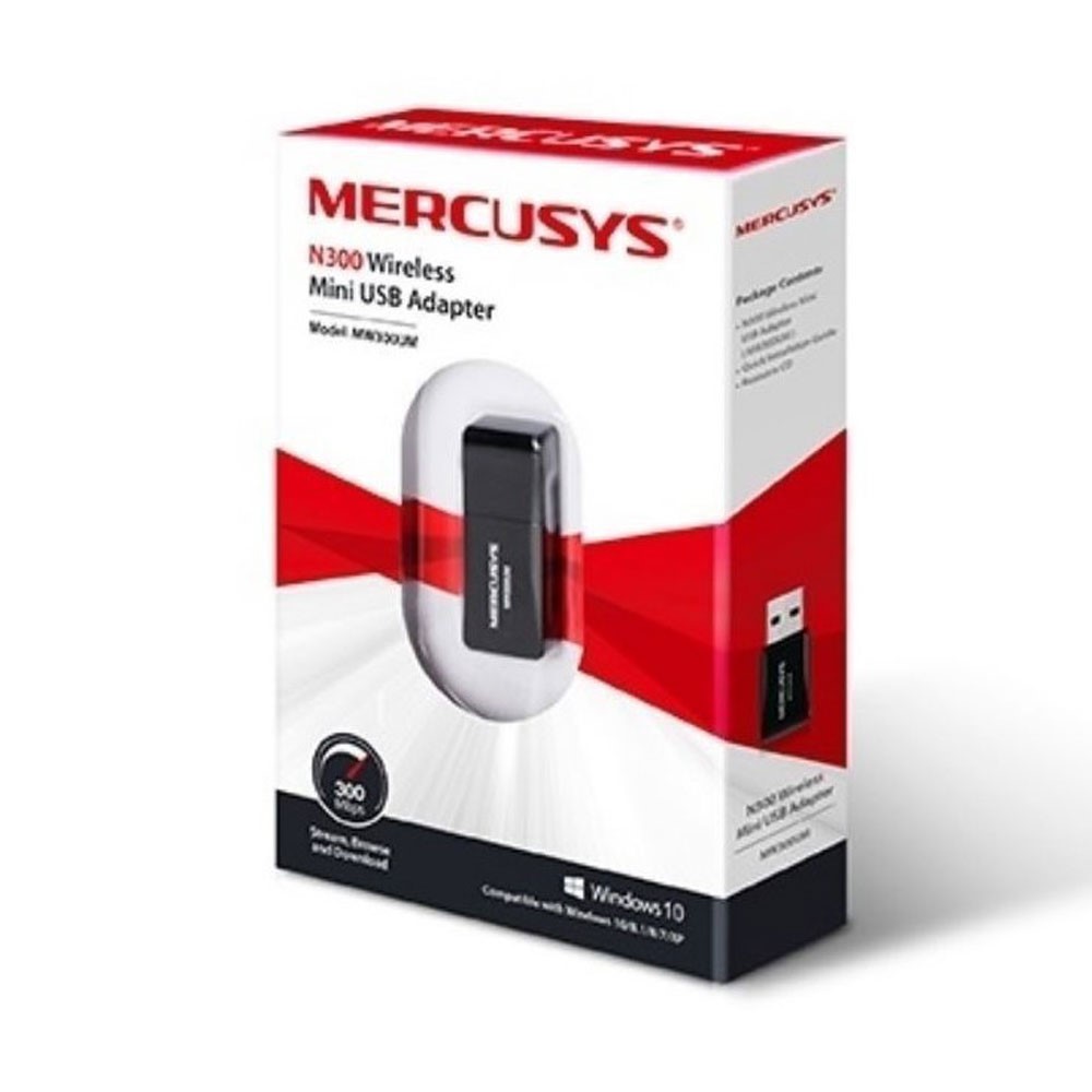 [MW300UM] TP-Link Adaptador WiFi Mercusys USB 300Mbps Inalámbrico Negro