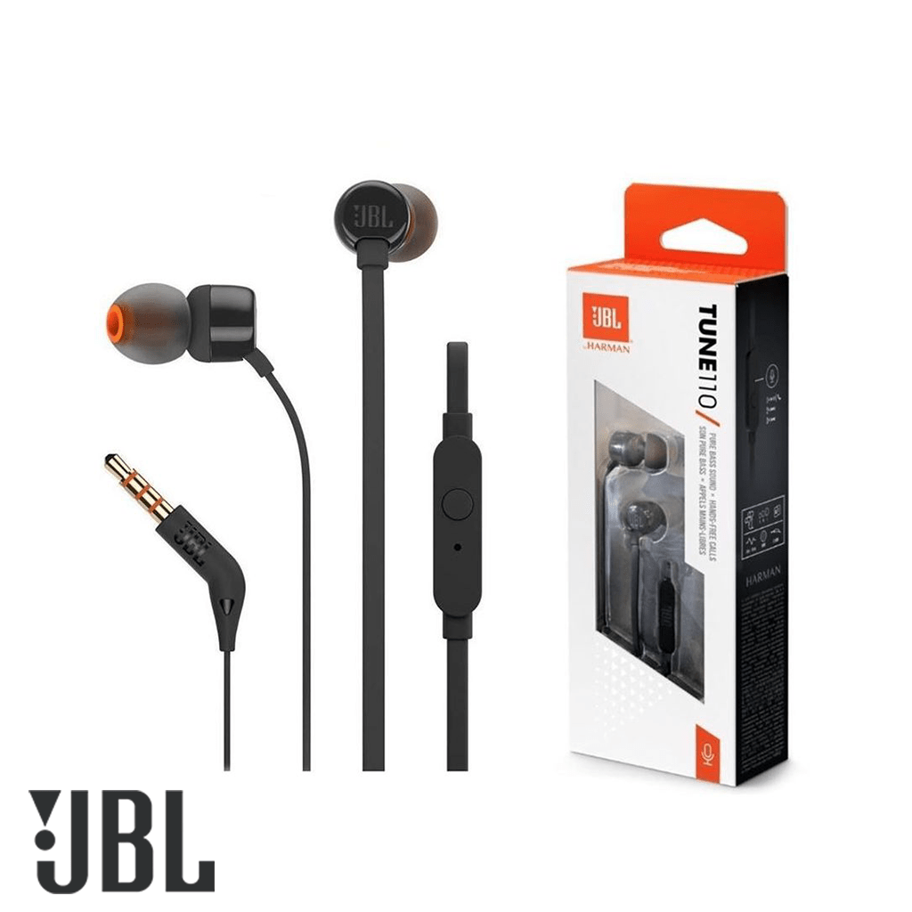 [JBLT110BLKAM] JBL Audífonos In Ear Tune 110 Con Cable Plano Negros