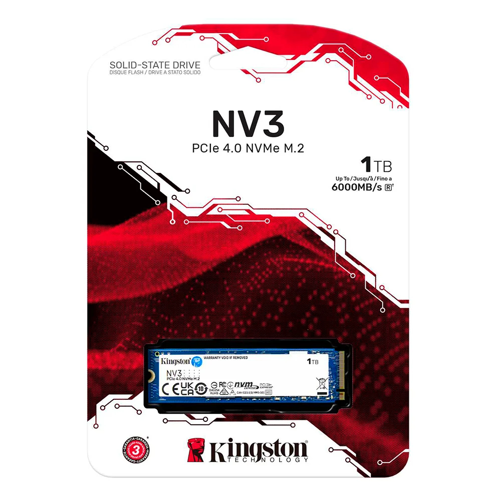 [SNV3S/1000G] Unidad de estado solido ssd kingston 1000G NV3 M.2 2280 PCIe 4.0 NVMe