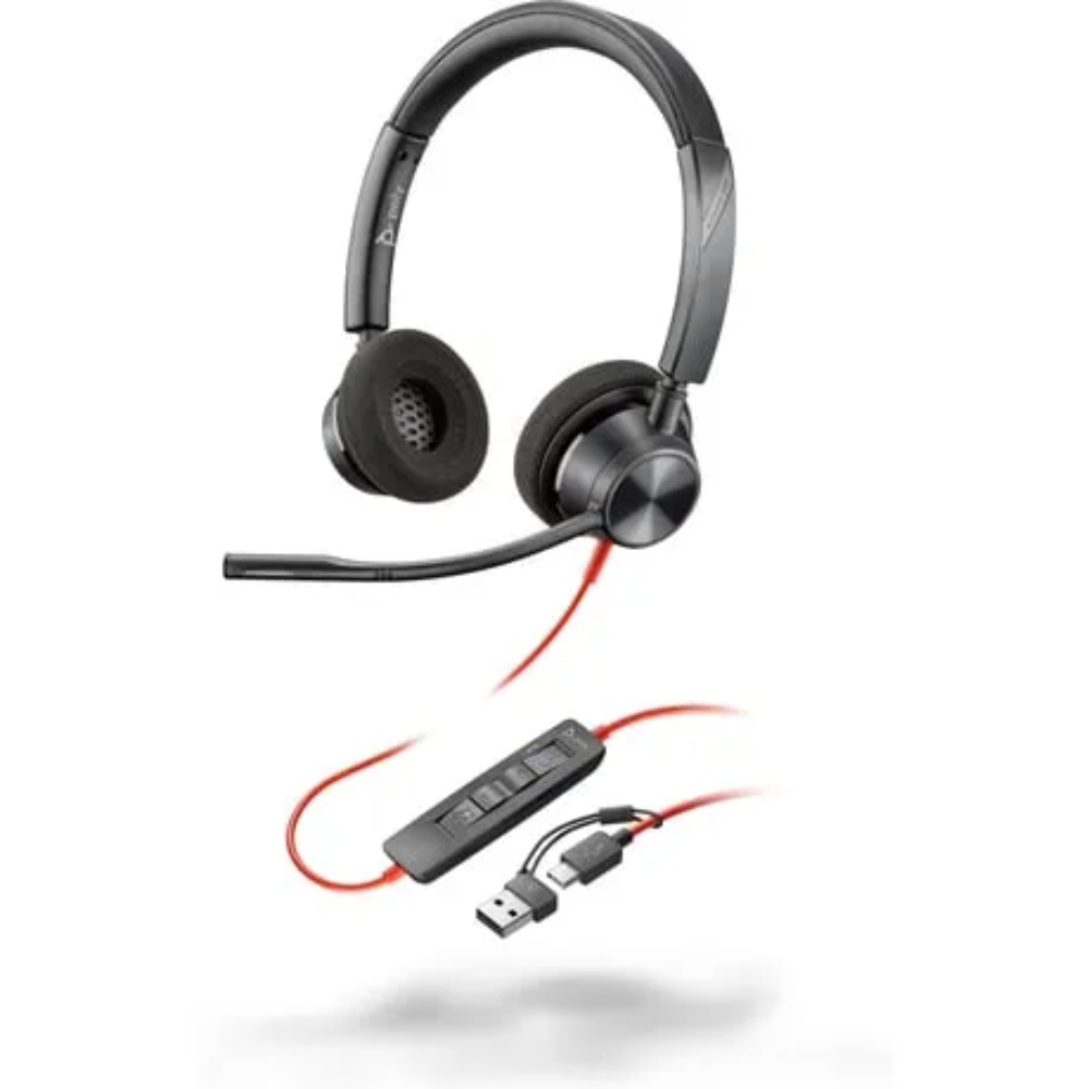 HP 8X220AA Poly Blackwire 3320 Stereo Microsoft Teams Certified USB-C Headset +USB-C/A Adapter