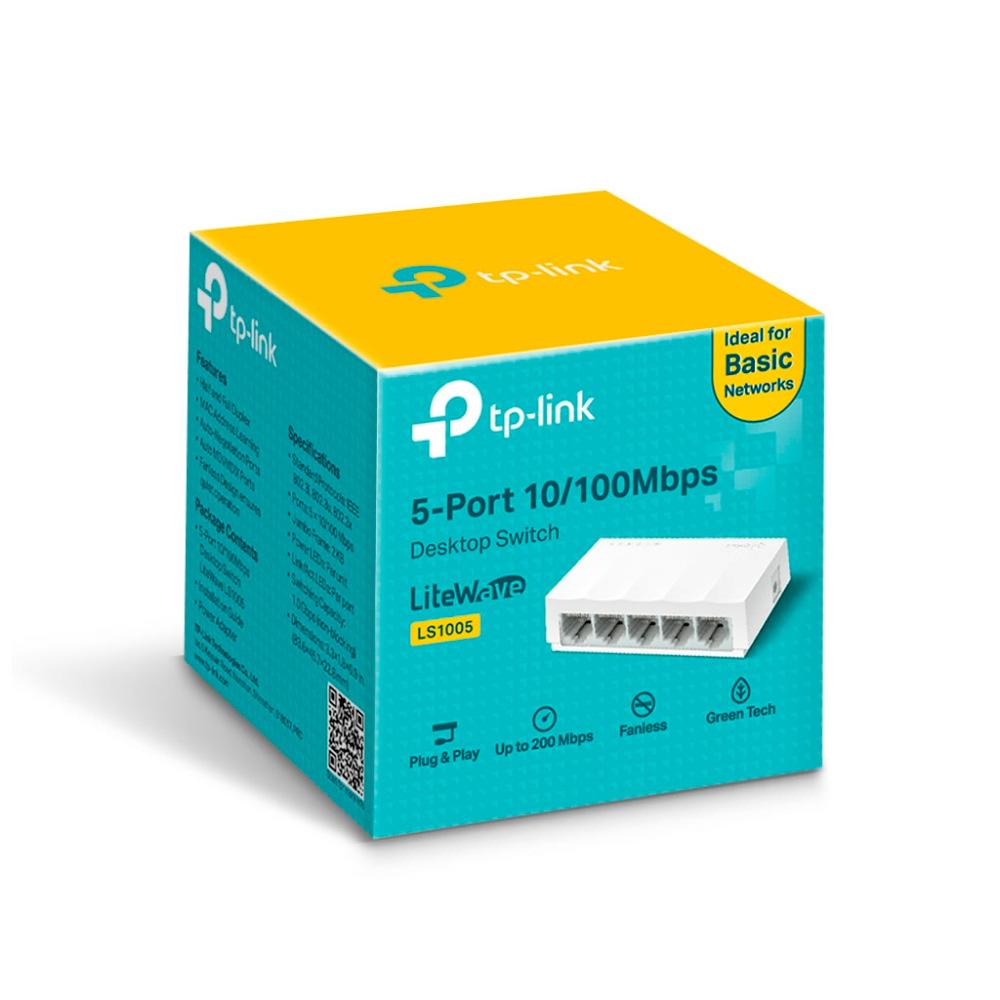 [LS1005] Switch TPLINK de Escritorio de 5 Puertos 10/100M RJ45 Caja de Plástico COLOR Blanco