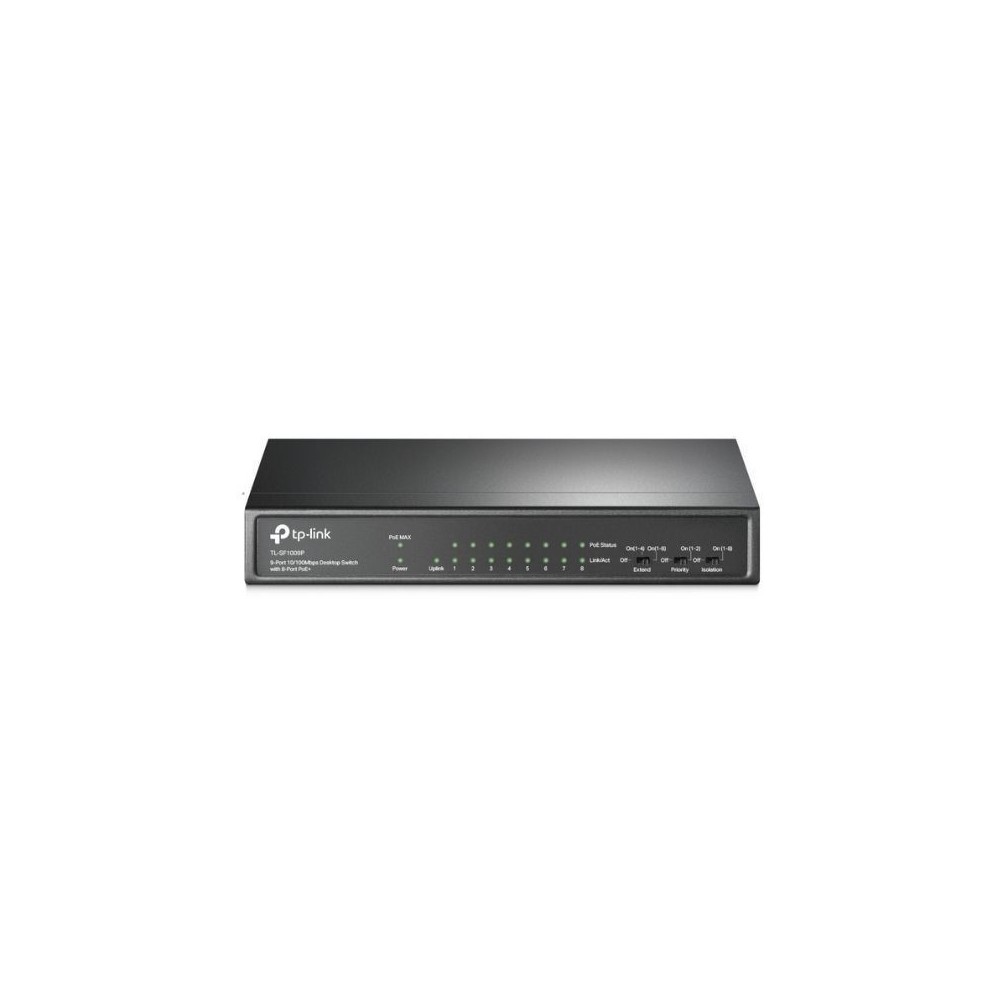 [TL-SF1009P] Switch TPLINK PoE de escritorio de 9 puertos a 10/100 Mbps con PoE + de 8 puertos, 8 puertos PoE + de 10/100 Mbps,