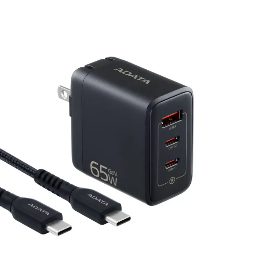 [CHU-0653-QCPDBK-CCU2-200] Cargador 65W 2 Puertos USB Type C y 1 Puerto USB Type A Negro