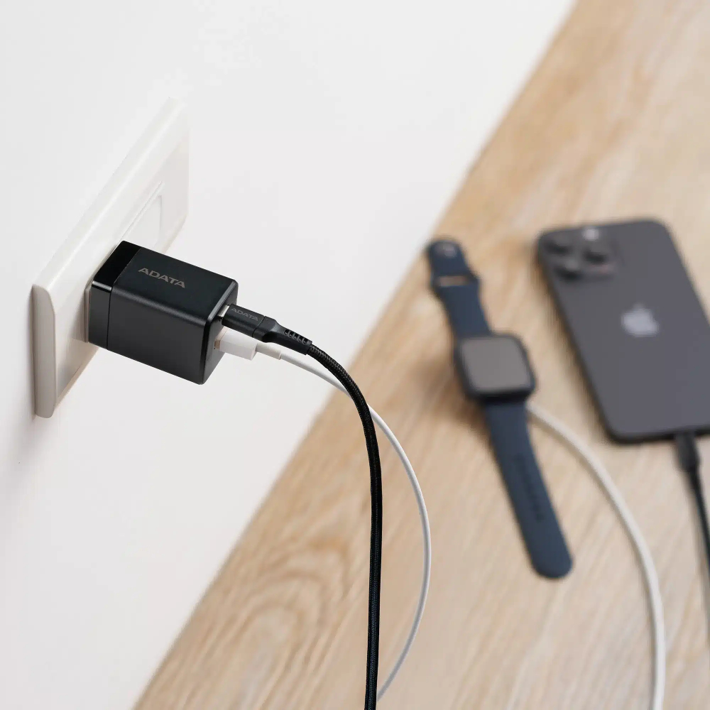 [CHU-0352-QCPDBK-CCU2-150] ADATA Cargador 35W USB Type-C y USB-A con Cable 1.5m Negro